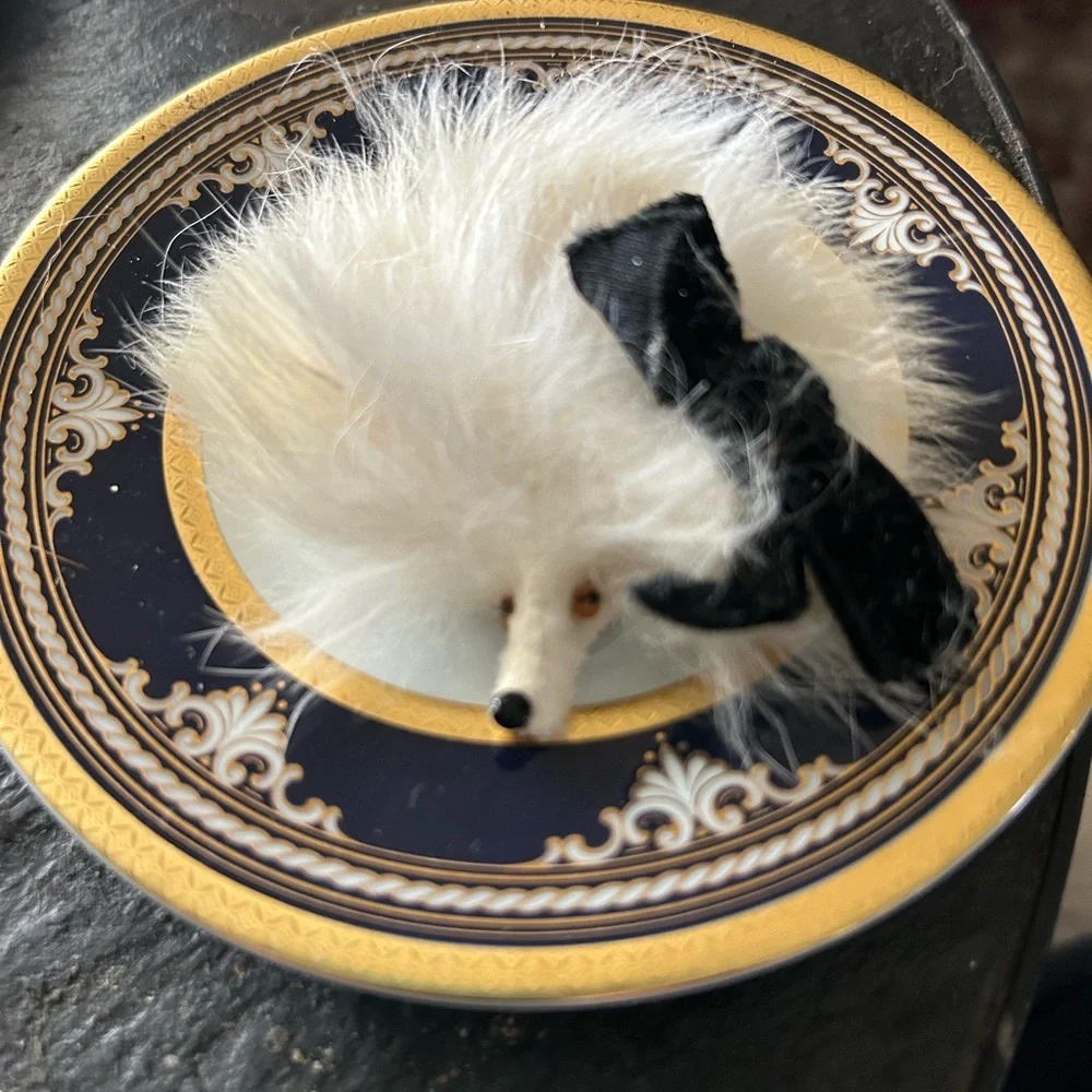 Vintage Rabbit Fur Dog Brooch